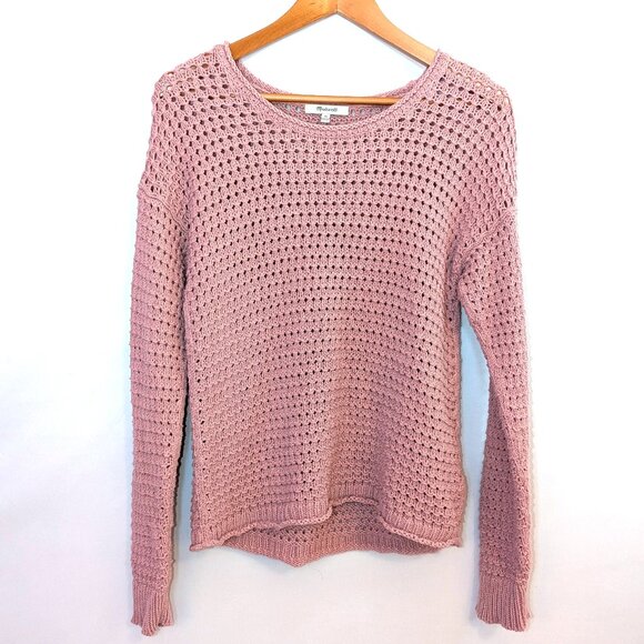 Madewell | Oversized Open-Stitch Summer Sweater Pink Austen Pullover | Size XS - Picture 2 of 11